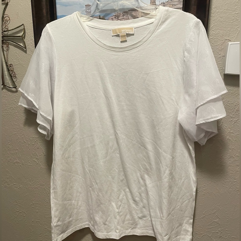Michael Kors Women's White Beautiful Sleeves Size L, Like New